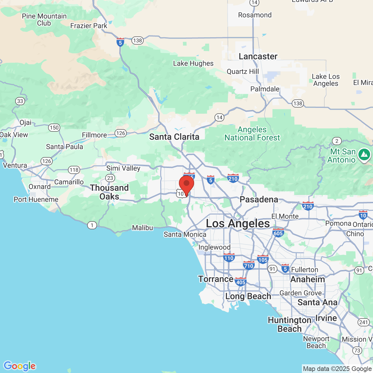 Google map image of our location in 16133 Ventura Blvd Encino, CA